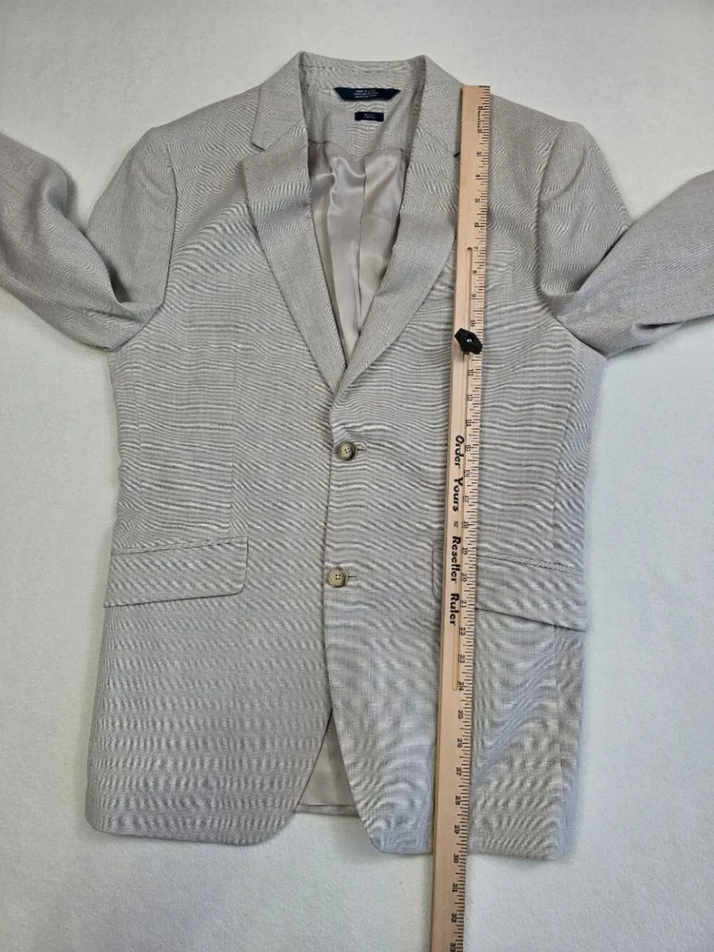Perry Ellis Mens 40 Regular Slim Fit Stretch Beige Suit Blazer Jacket